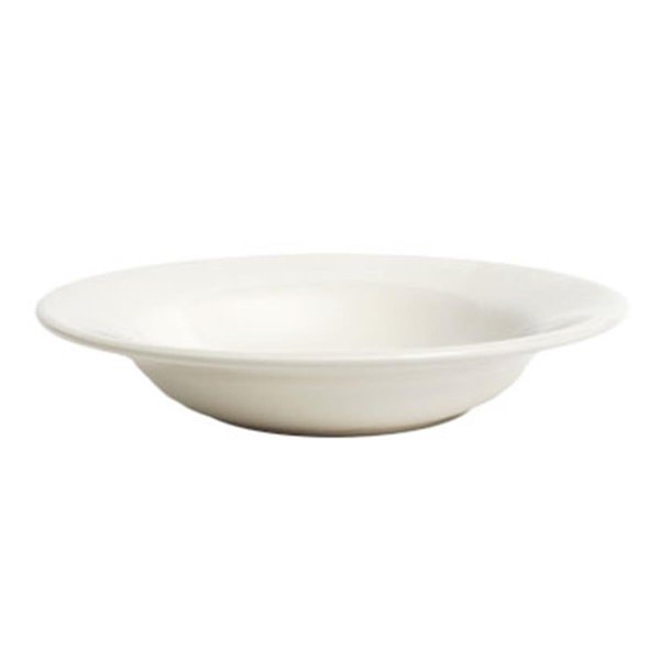 Tuxton China Nevada 9 in. Wide Rim Rolled Edge Rim Soup Bowl - White - 2 Dozen TRE-027